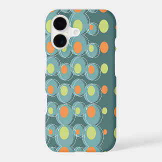 Retro Abstract Art Mod Green Orange Bubbles & Dots iPhone 17 Case