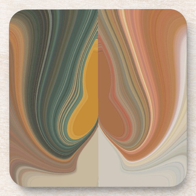 Retro Abstract Art Print Beverage Coaster (Front)