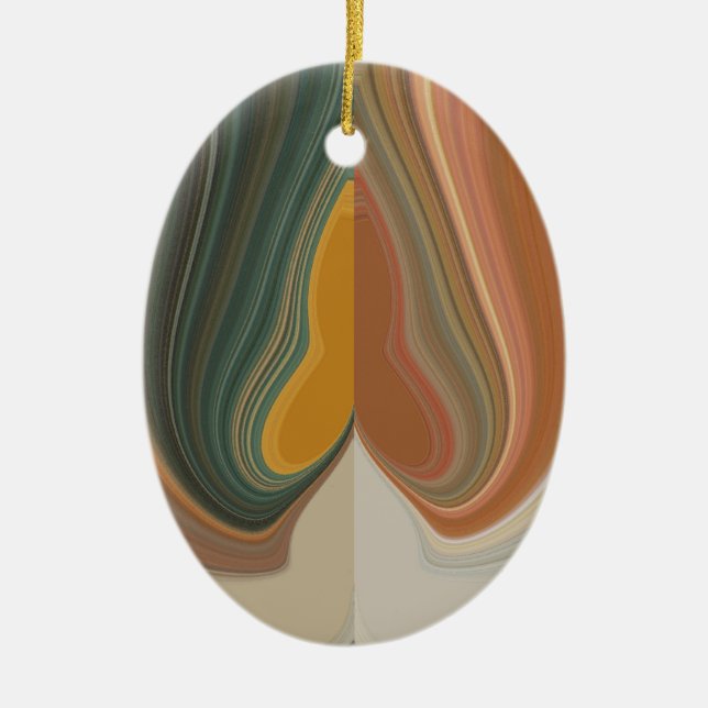 Retro Abstract Art Print Ceramic Ornament (Front)
