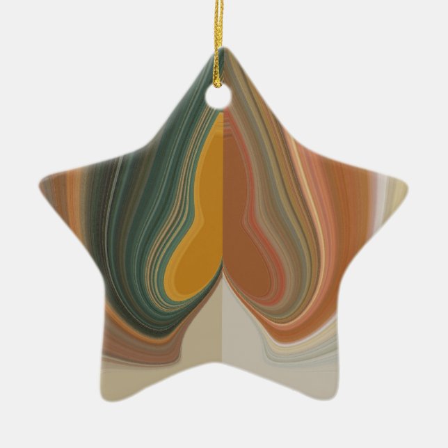 Retro Abstract Art Print Ceramic Ornament (Front)