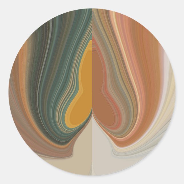 Retro Abstract Art Print Classic Round Sticker (Front)