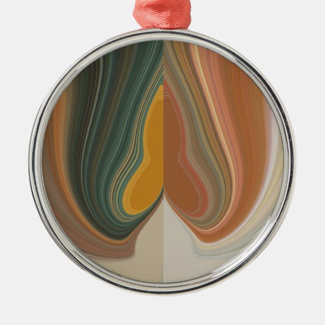 Retro Abstract Art Print Metal Ornament (Front)