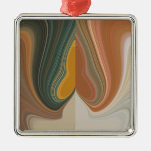 Retro Abstract Art Print Metal Ornament
