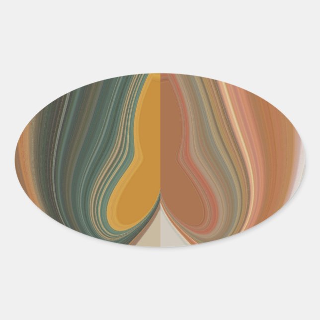 Retro Abstract Art Print Oval Sticker (Front)