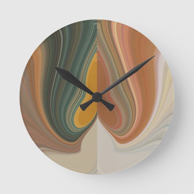 Retro Abstract Art Print Round Clock (Front)