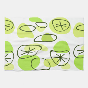 Retro Abstract Art Rocks Chartreuse Kitchen Towel