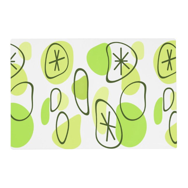 Retro Abstract Art Rocks Chartreuse Placemat (Front)