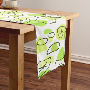 Retro Abstract Art Rocks Chartreuse Short Table Runner