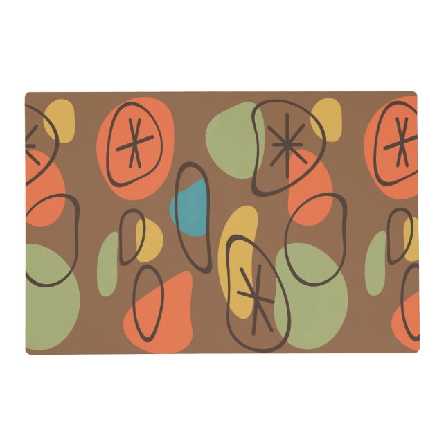 Retro Abstract Art Rocks Multicolored Dark Placemat (Front)