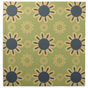 Retro Abstract Black and Yellow Flowers Pattern Cloth Napkin