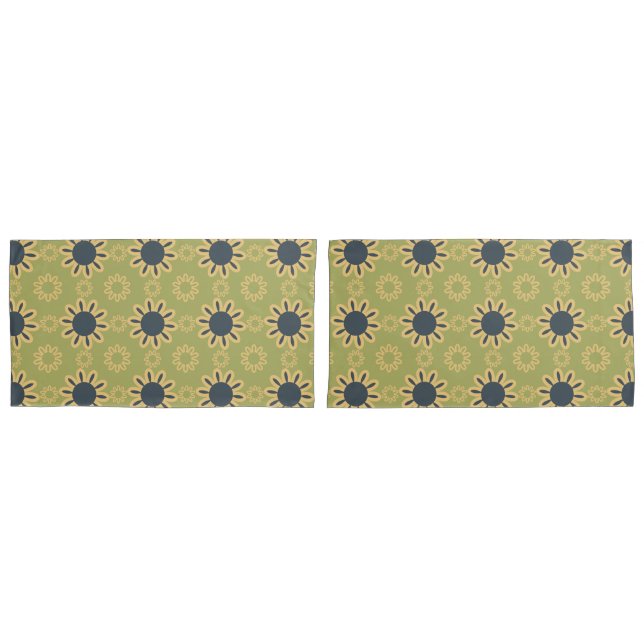 Retro Abstract Black and Yellow Flowers Pattern Pillow Case (Front-Set)