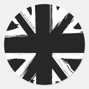Retro abstract black union jack design classic round sticker