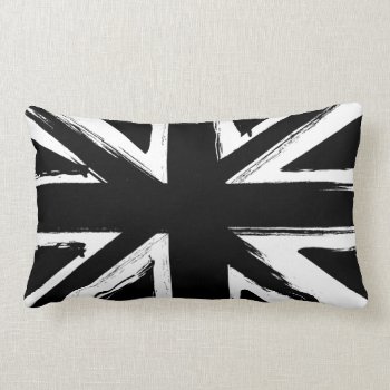 Retro Abstract Black Union Jack Design Lumbar Pillow by Auslandesign at Zazzle