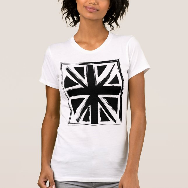 Retro abstract black union jack design T-Shirt (Front)