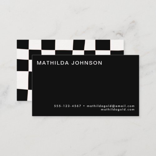 Retro Abstract Black White Checkerboard Simple Business Card