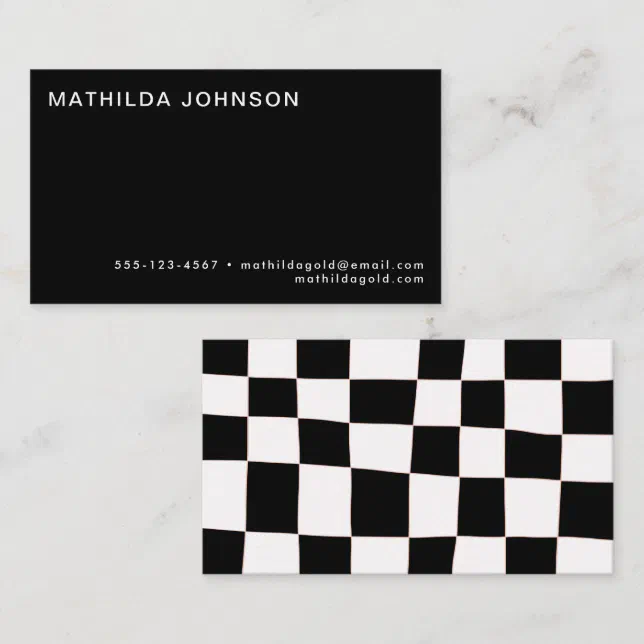 Retro Abstract Black White Checkerboard Simple Business Card | Zazzle