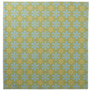 Retro Abstract Blue and Yellow Flowers Pattern Cloth Napkin