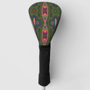 Retro Abstract Blue, Green and Orange Pattern Golf Head Cover