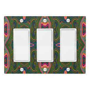 Retro Abstract Blue, Green and Orange Pattern Light Switch Cover