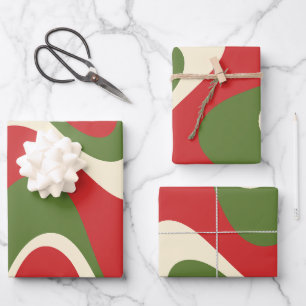 Retro Abstract Boho Trippy Christmas Patterns Wrapping Paper Sheets
