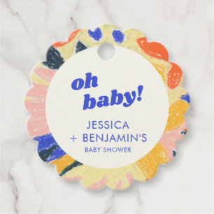 Retro Abstract Botanical Fun Baby Shower Custom Favor Tags