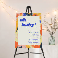 Retro Abstract Botanical Fun Baby Shower Welcome