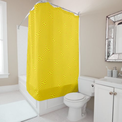 Retro Abstract Bright Yellow Sunbeam Pattern Shower Curtain