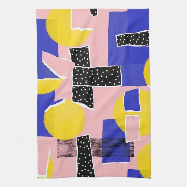 Retro Abstract Brushstroke (10) Kitchen Towel (Vertical)