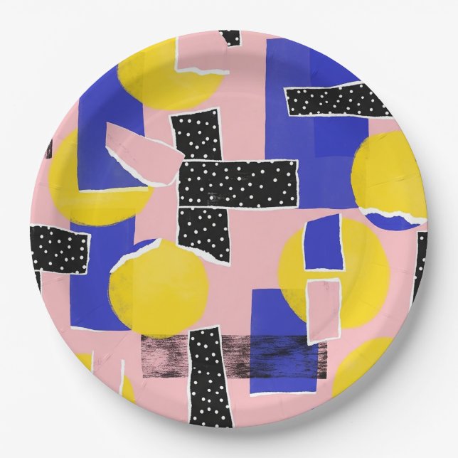Retro Abstract Brushstroke (10) Paper Plates (Front)