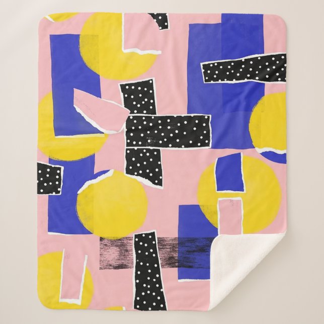 Retro Abstract Brushstroke (10) Sherpa Blanket (Front)