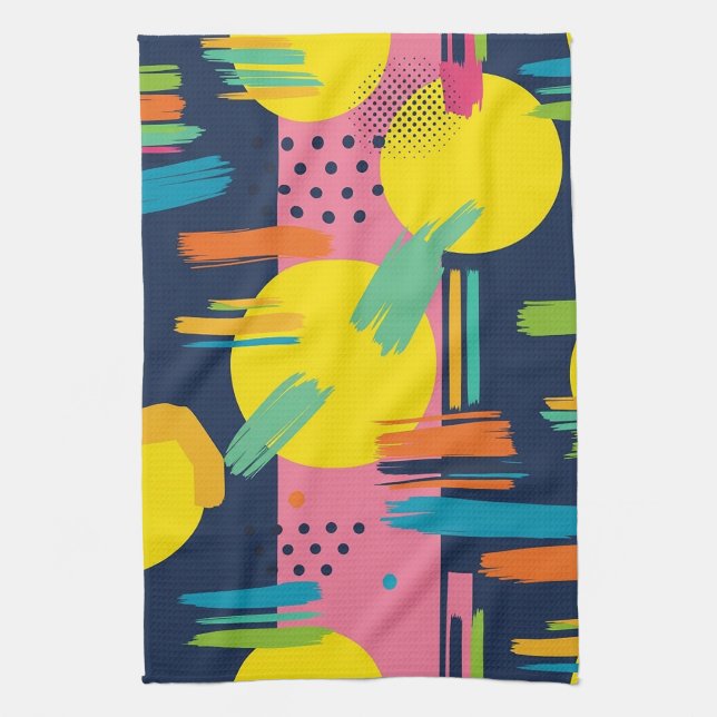 Retro Abstract Brushstroke (11) Kitchen Towel (Vertical)