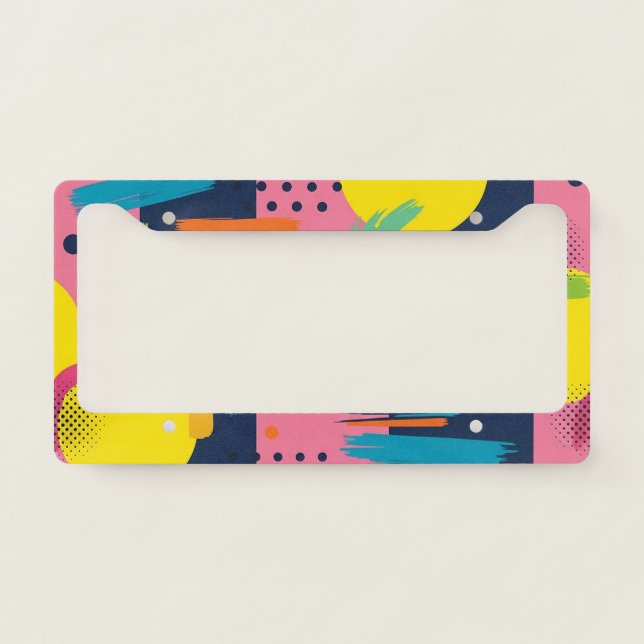 Retro Abstract Brushstroke (11) License Plate Frame (Front)