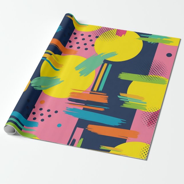 Retro Abstract Brushstroke (11) Wrapping Paper (Unrolled)