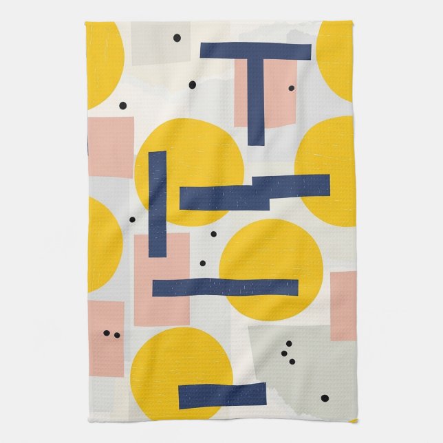 Retro Abstract Brushstroke (12) Kitchen Towel (Vertical)