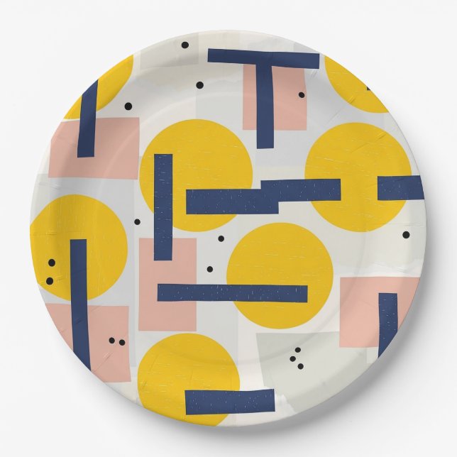 Retro Abstract Brushstroke (12) Paper Plates (Front)