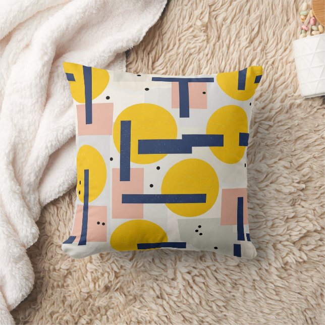Retro Abstract Brushstroke (12) Throw Pillow (Blanket)