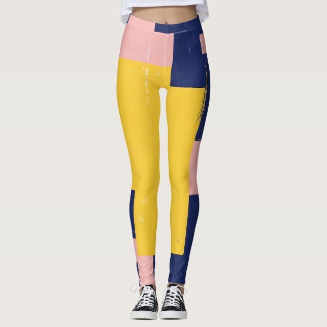 Retro Abstract Brushstroke (14) Leggings (Front)