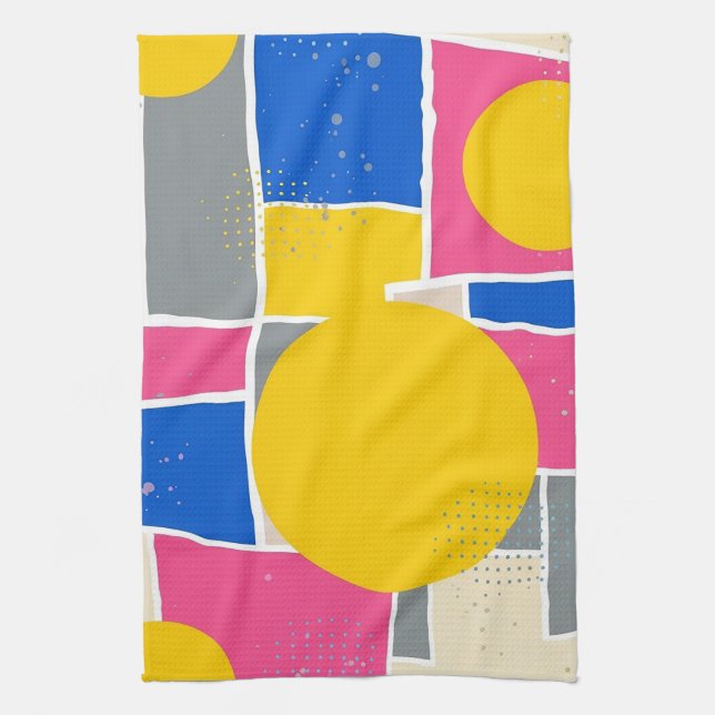 Retro Abstract Brushstroke (15) Kitchen Towel (Vertical)
