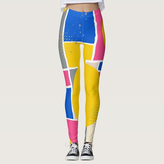 Retro Abstract Brushstroke (15) Leggings (Front)