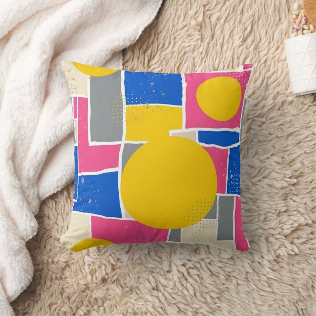 Retro Abstract Brushstroke (15) Throw Pillow (Blanket)