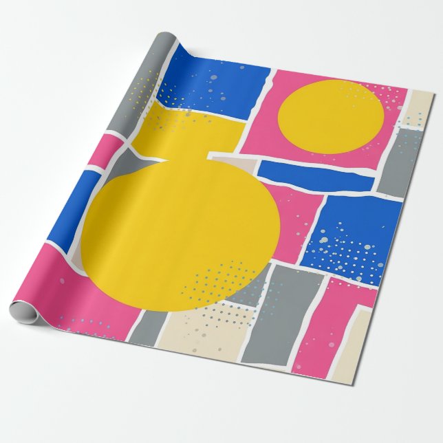 Retro Abstract Brushstroke (15) Wrapping Paper (Unrolled)