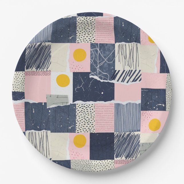 Retro Abstract Brushstroke (1) Paper Plates (Front)