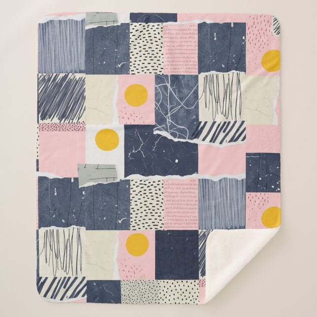 Retro Abstract Brushstroke (1) Sherpa Blanket (Front)