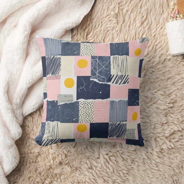 Retro Abstract Brushstroke (1) Throw Pillow (Blanket)