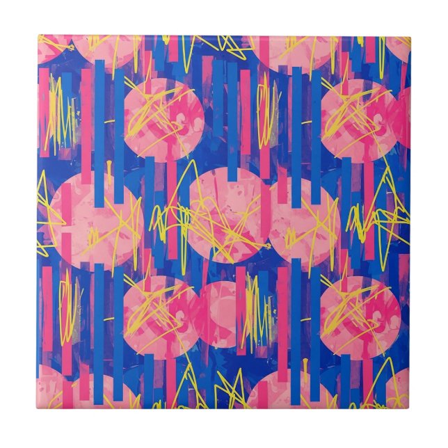 Retro Abstract Brushstroke (2) Ceramic Tile (Front)