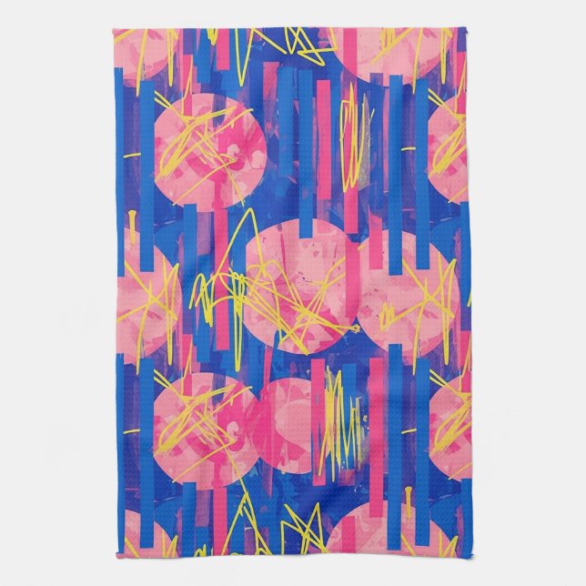 Retro Abstract Brushstroke (2) Kitchen Towel (Vertical)