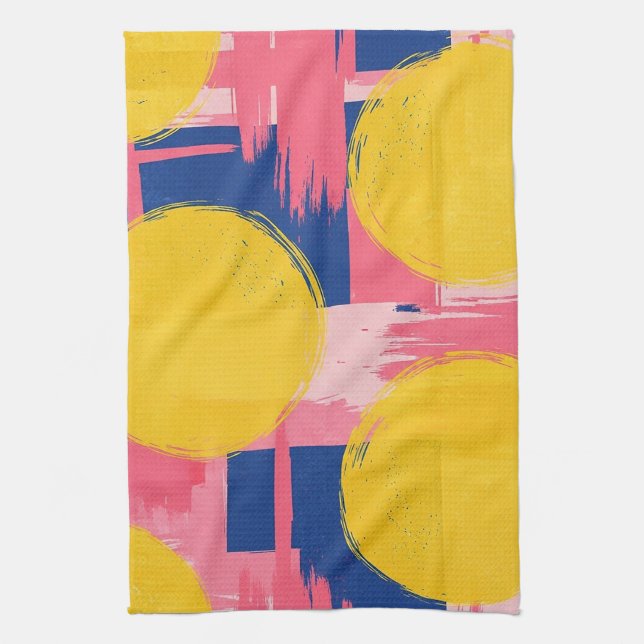 Retro Abstract Brushstroke (3) Kitchen Towel (Vertical)