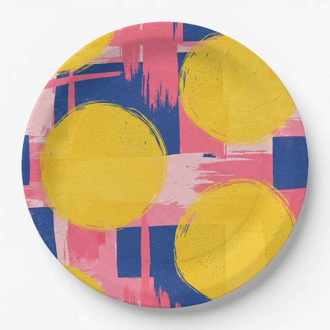 Retro Abstract Brushstroke (3) Paper Plates (Front)