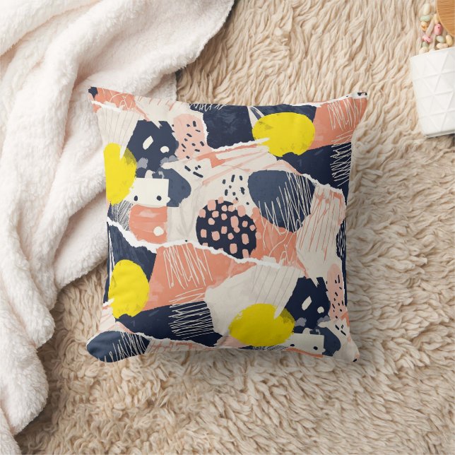Retro Abstract Brushstroke (4) Throw Pillow (Blanket)