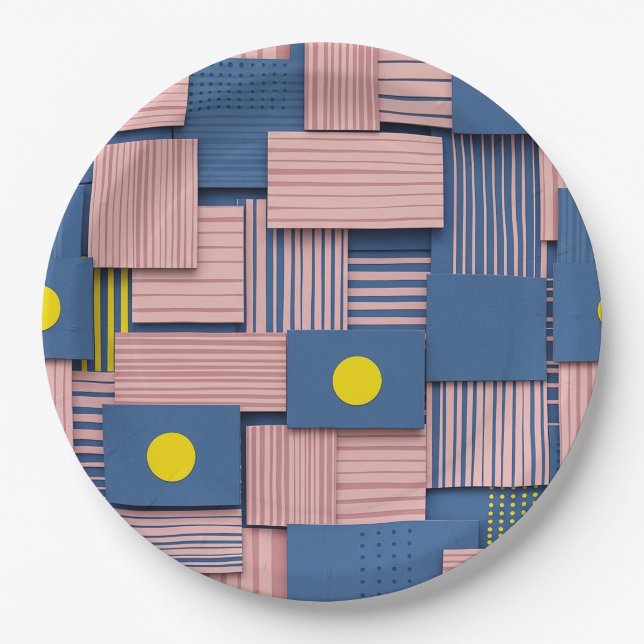 Retro Abstract Brushstroke (5) Paper Plates (Front)
